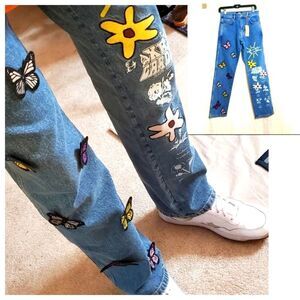 REVOLT- KRYOZ Gardening Butterfly Jeans Size XS 26/28